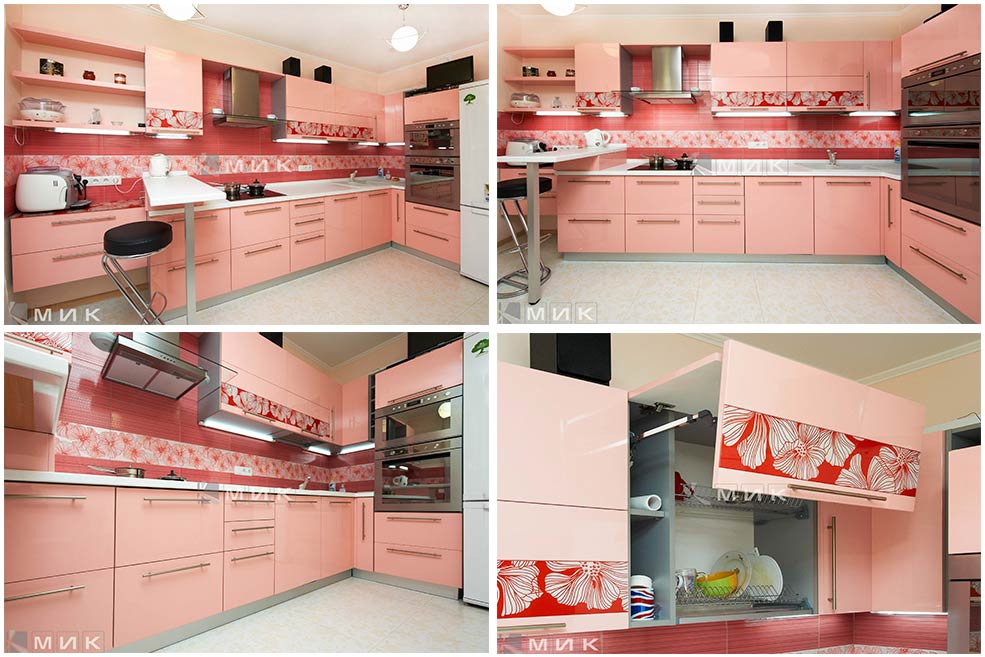 розовая-кухня-с-красным-рисунком